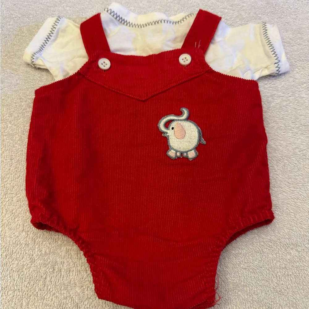 Vtg Cabbage Patch Kids Red Corduroy Elephant Romper by Coleco